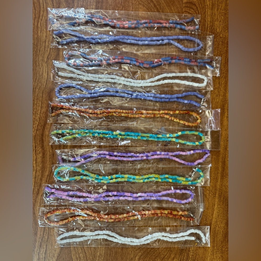 Surfer Puka Shell Necklaces Acrylic Resin Colorful Assorted Colors NEW - 12 PACK